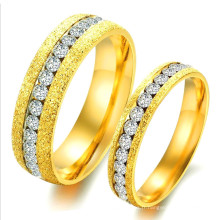 Dernière bague de fiançailles de couple de diamant de la conception CZ, bas prix Arabie Saoudite or foret ensemble de bague de mariage